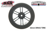 BSR F2625-D Drag Foam Tires (Black) (2) (26mm Wide) (25 Shore) w/12mm Hex w/Free Stickers