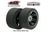 BSR F2625-D Drag Foam Tires (Black) (2) (26mm Wide) (25 Shore) w/12mm Hex w/Free Stickers