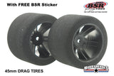 BSR Racing BSRF4500-X-D 1/10 Drag X Compound Foam Tires 45mm Black Rim (2)