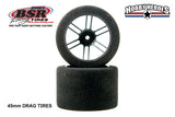 BSR Racing BSRF4500-X-D 1/10 Drag X Compound Foam Tires 45mm Black Rim (2)