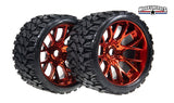 Sweep Racing Terrain Crusher Off Road Belted Red Chrome Monster Truck Rubber Tires (2) SWSRC1002R