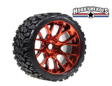 Sweep Racing Terrain Crusher Off Road Belted Red Chrome Monster Truck Rubber Tires (2) SWSRC1002R