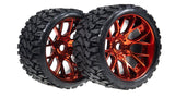 Sweep Racing Terrain Crusher Off Road Belted Red Chrome Monster Truck Rubber Tires (2) SWSRC1002R