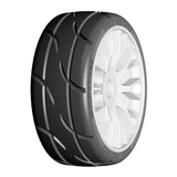 GRP GTH03-XB3x2 1:8 GT New Treaded Soft (4)White 20 Spoke Rubber Tires