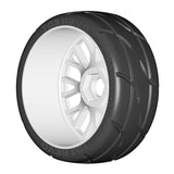 GRP GTH03-XB1x2 1:8 GT New Treaded UltraSoft (4) White 20 Spoke Rubber Tires