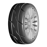 GRP GTK03-XM5x2 1:8 GT New Treaded Medium (4) Silver 20 Spoke Rubber Tires