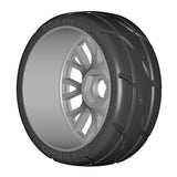 GRP GTK03-XM5x2 1:8 GT New Treaded Medium (4) Silver 20 Spoke Rubber Tires