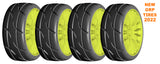 GRP GTY03-XB2x2 1:8 GT New Treaded ExtraSoft (4) Yellow 20 Spoke Rubber Tires